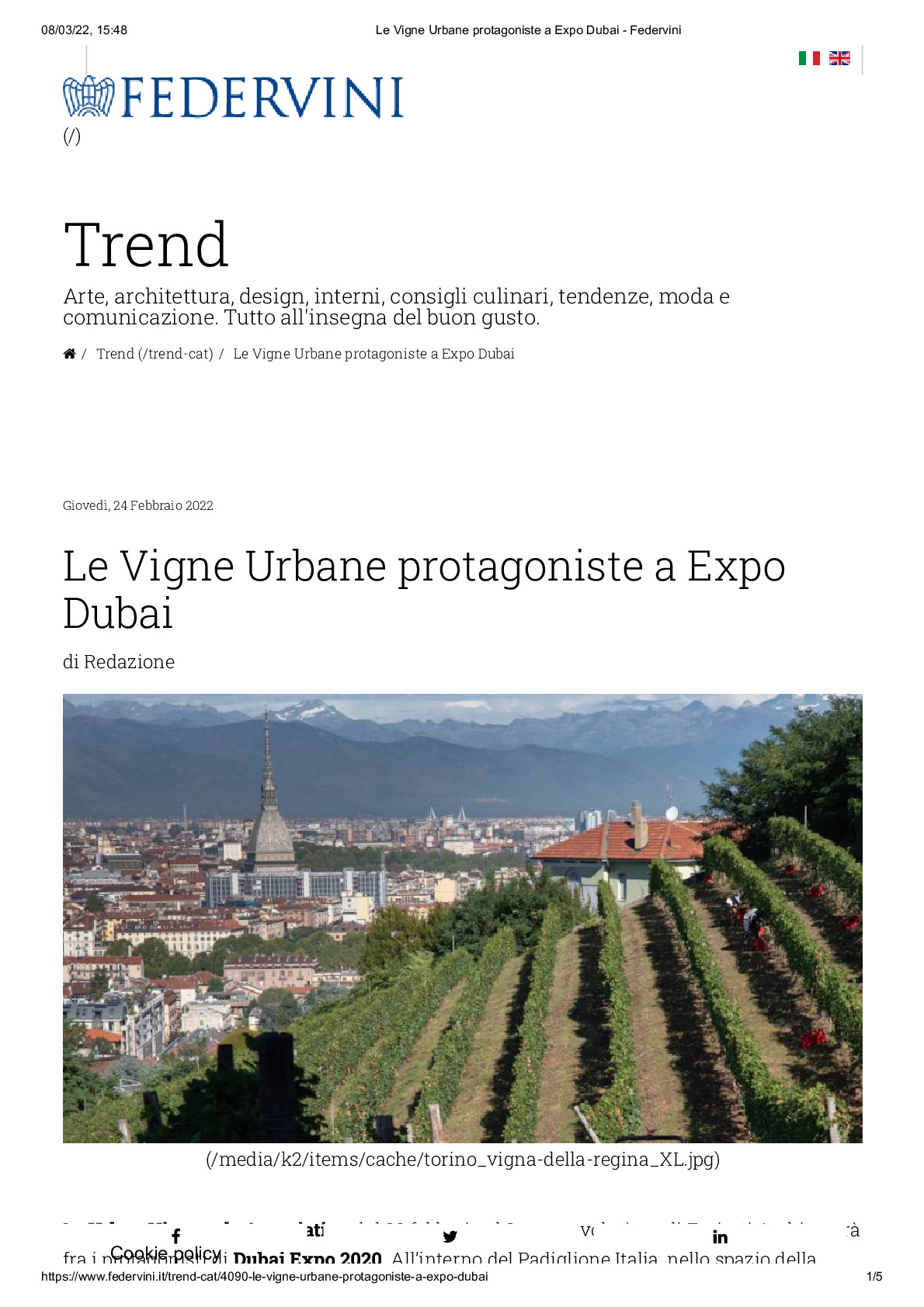 Le Vigne Urbane protagoniste a Expo Dubai